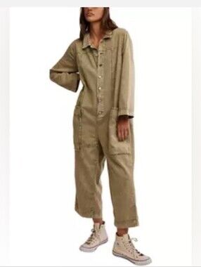 Free People We the Free Margarita Jumpsuit Size Medium Calliste Green Relaxed